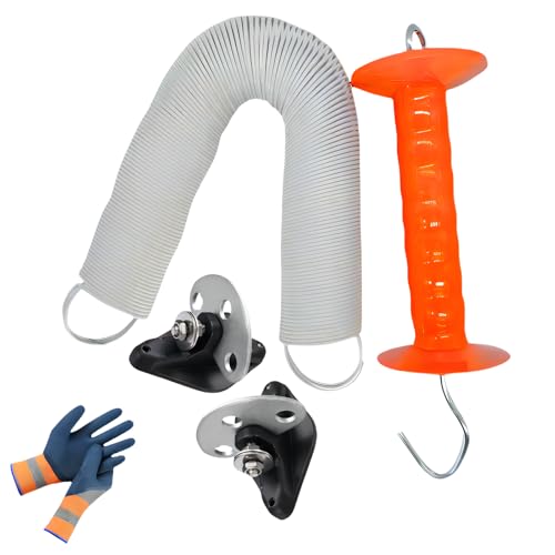 24ft Electric Fence Gate Handle Kit with Spring & 3-Way Anchor | Open/close without power off. Spring stretches 24ft no sag. Conductive coating