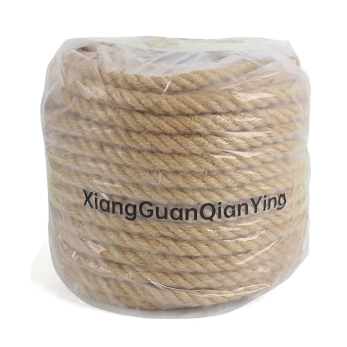 Twisted Manila Rope 1/2 in x 100 ft Natural Hemp Rope Thick Jute Ropes for Railing Docks Tug of War Decorating Crafts Nautical Landscaping Swing Hammock - size: 1/2inch x 100feet
