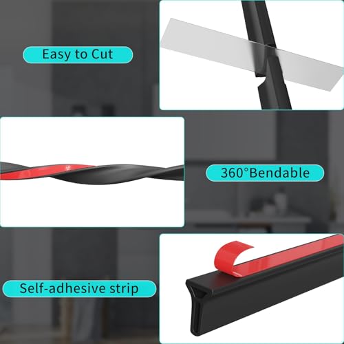 3ft/5ft/6ft/8ft10ft Collapsible Shower Threshold Water Dam Water Barrier for Shower and Water Stopper Keeps Water Inside Water Threshold for Wet and Dry Separation (5ft, Black) - color: Black, style: 5ft