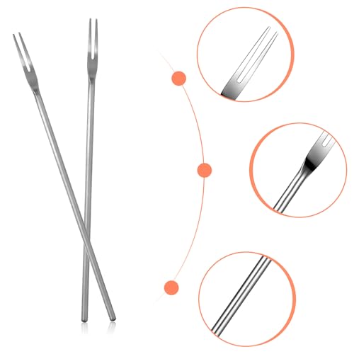 3 Piece Stainless Steel Pickle Picker 8.6 Inch Pickle Fork Silver Long Handle Olive Forks 2-Tine Cocktail Fork for Jar Dessert Appetizer Fruit Vegetables Salad