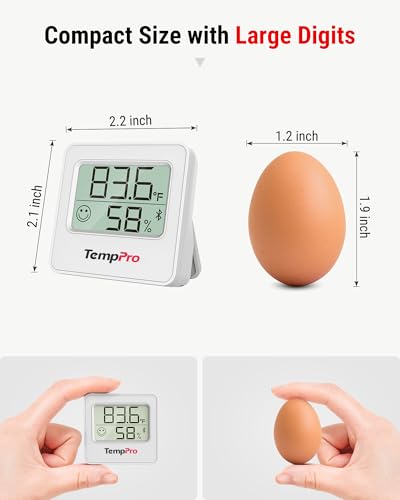 TempPro TempAir Bluetooth Digital Hygrometer Indoor Thermometer of 260FT | Humidity Meter with Smart App, Room Thermometer Humidity Gauge with Temperature Humidity Sensor - size: Bluetooth Thermometer