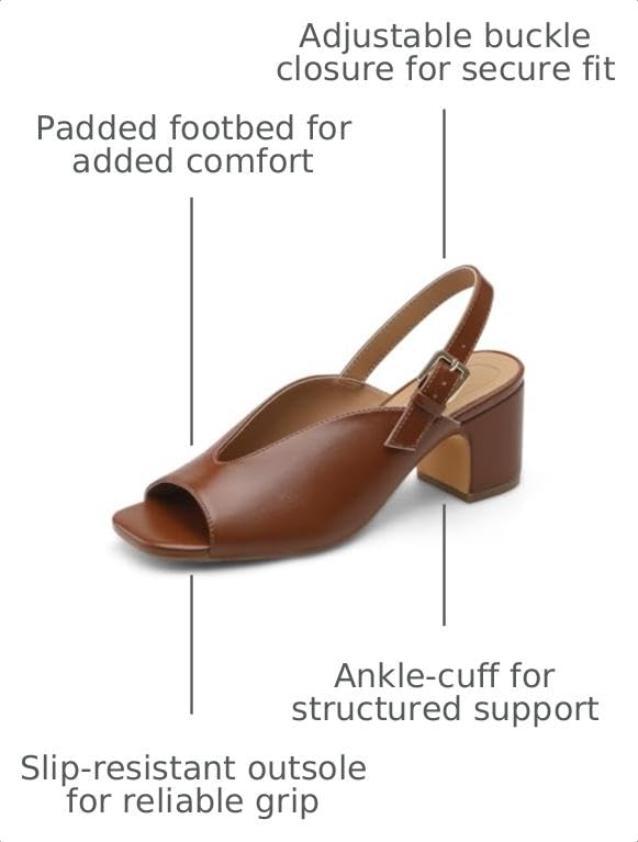 Women's Block Heel Sandals, 2.5 Inch Square Peep Toe V-Cut Slingback Dress Heels for Wedding Party Work Daily - color: Brown, size: 6