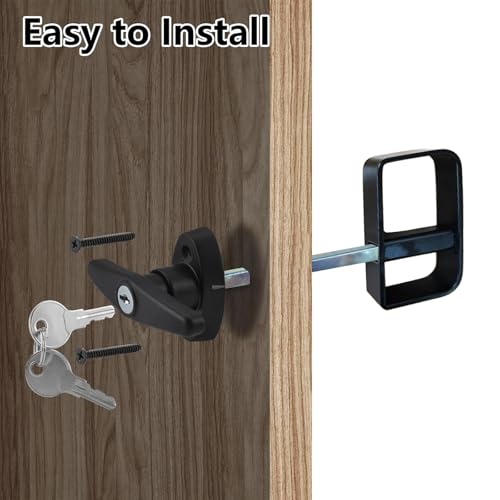 WellMade Shed Door Latch, T Handle Lock Kit, 5½" Storage Barn Playhouse & Chicken Coop Lock Replacement Set, Black 2 Pack - size: 2 Pack