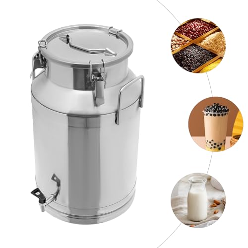40L/10.57Gal Stainless Steel Milk Can 201 Stainless Steel Milk Jug Sealed Bucket Wine Pail Bucket Milk Can Liquid Storage Container w/Faucet & Sealed Lid for Milk Wine Water Liquid - size: 40L|w/Faucet|201