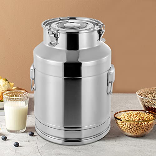 28L/7.39Gallon Stainless Steel Milk Bucket Canister with Sealed Lid for Milk, Wine, Liquids, Solids, Bulk Storage - size: 28L/7.39Gallon