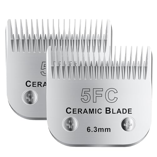 5FC# Detachable Pet Dog Grooming Clipper Ceramic Blade,Compatible with Andis Size 5FC Cut Length 1/4”(6.3mm),Compatible with andis/wahl/Oster Dog Clippers 2PCS - color: Silvery-8