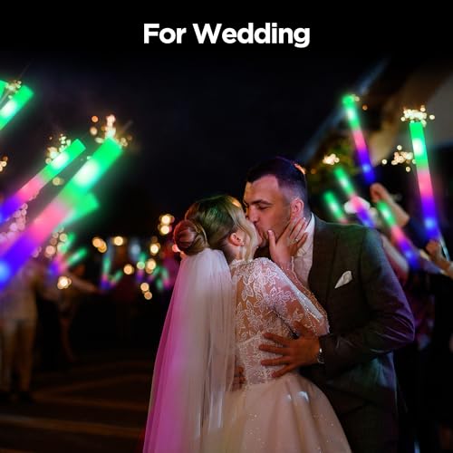 32 Pcs Foam Glow Sticks Bulk Party Pack, L16" Big Led Light Up Foam Sticks with 3 Flashing Effect, Glow in The Dark Party Supplies Favors for Wedding, Adults/Kids Birthday, Disco Dance Floor, DJ