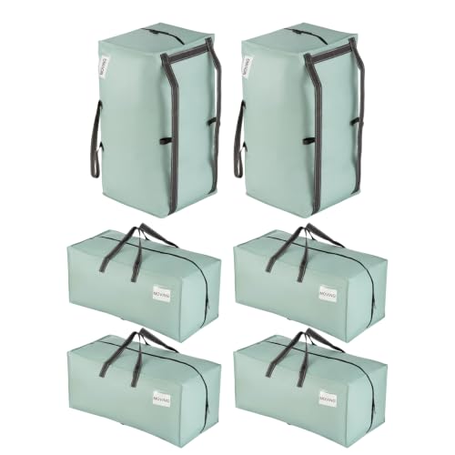 VENO 6 Pack Heavy Duty Moving Bags with Backpack Straps, Zippers & Handles, Extra Large Packing Bags for College Dorm Essentials, Moving Supplies Alternative to Cardboard Moving Boxes - color: Light Green Matte, size: 6 Pack