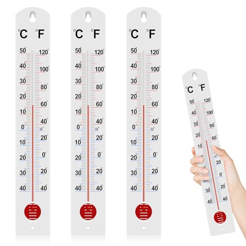 Frienda 3 Pcs Wall Thermometer Indoor Large Outdoor Thermometers for Patio Double Scales Thermometer for Temperature Home Pool Office Warehouse Greenhouse Garden (Fresh, Plastic) - color: Fresh, size: Plastic