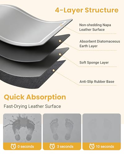 Soft Diatomaceous Earth Bath Mat, Super Absorbent Bath Mat, Quick Dry Large Bathroom Mats, Gray Bathroom Rugs Non Slip Washable, Stone Bath Mats Substitute, Bath Room Runner Decor, 15.74" x 47.2" - size: 1'4" x 3'11" (Rectangular)