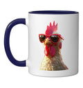 Chicken Hen Female Chick Farm Cluck Farmer Cute Chickens Ceramic Mug, Dark Blue/White, 11oz - color: Dark Blue/White, size: 11 Ounces