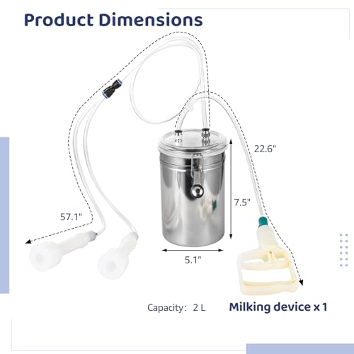 Manual Goat Milking Machine, 2L Effort-Saving Goat Milking Device, Sheep Milker Hand Pump,Milking Machine for Sheep Cows and Goats,Portable Milking Kit for Milk Plant Farm