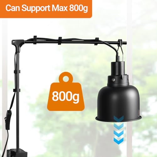 REPTI ZOO Dual Reptile Lamp Stand, Reptile Light Stand with Two Flexible Brackets, Height Adjustable (13.4 inch to 18.5 inch) for Hanging Heat Lamp Holder and Light Fixture
