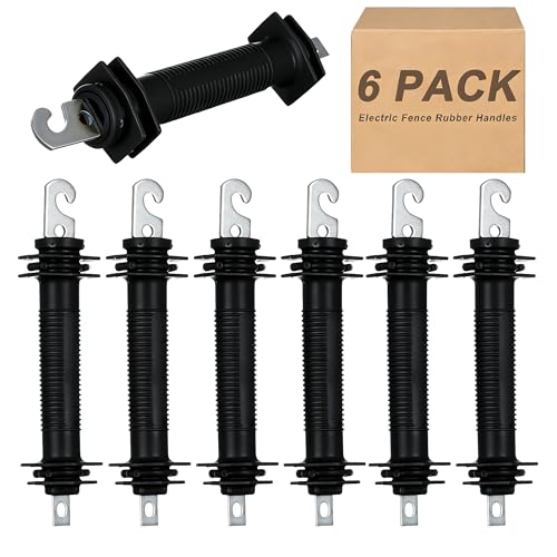6 Pack Electric Fence Rubber Gate Handles - Heavy Duty Insulated Plastic Handles with Steel Hook, Electric Fence Rubber Gate - Black - color: Black 6-Pack