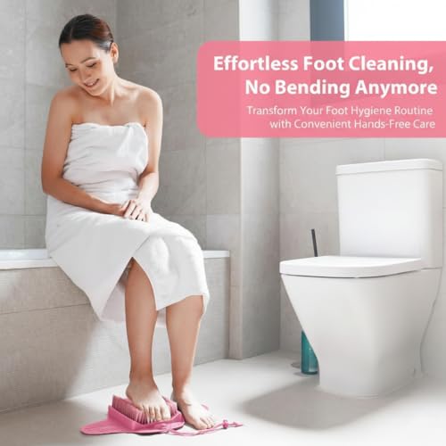 Efforest Shower Foot Scrubber Mat with Pumice Stone - Cleans, Smooths & Removes Dead Skin on Foot Without Bending, Foot Callus Remover with Non-Slip Suction Cups (Pink) - color: Pink