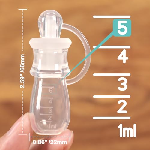 Colostrum Collector Kit 5ml-6pcs, Ready-to-Use Pack, Reusable Breast Milk Collector Multi-Use Colostrum Container with Storage Case, Cotton Wipe & Cleaning Brush, BPA Free