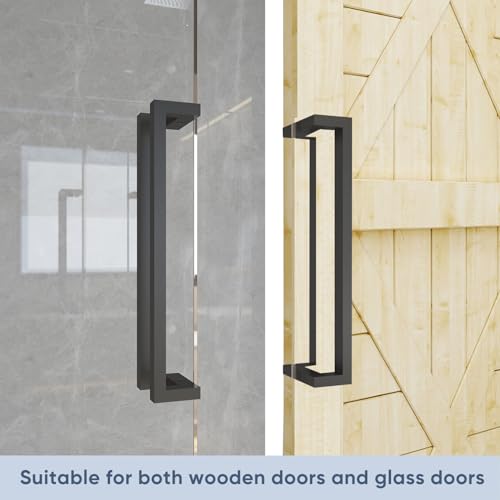 BARNSMITH 24 Inches Commercial Door Handle Pull Heavy Duty Stainless Steel Modern Square Rectangle Flat Shape Push Pull, Entrance Entry Front Office Store Garage Handle Pull Set