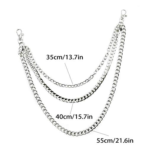Lainrrew Trousers Chain, Pants Chain Belt Chain Wallet Chain Pocket Chain Hip Hop Punk Jeans Chain Key Chain Goth Accessories for Eboy Egirl Women Men (Silver)