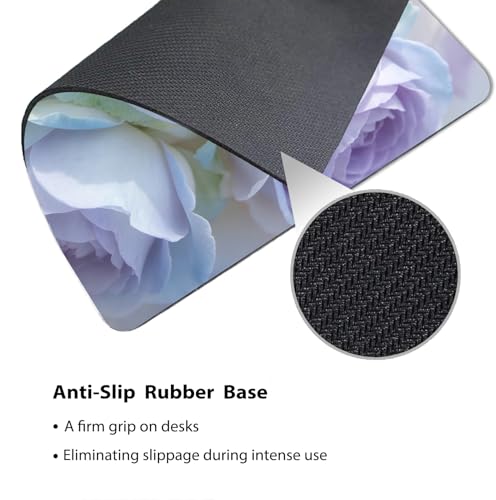 Soft Pastel Blue-Purple Rose Mouse Pad 9.5" x 7.9", Dreamy Floral Cute Desk Mat, Light Academia Aesthetic - color: Dreamy Floral