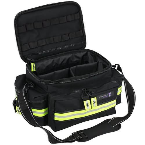 Lightning X Products Lightning X Mid-Sized First Responder EMT Bag | LXMB25 Fully Stocked Aid Kit w/ 200+ BLS Supplies - Black - color: Black