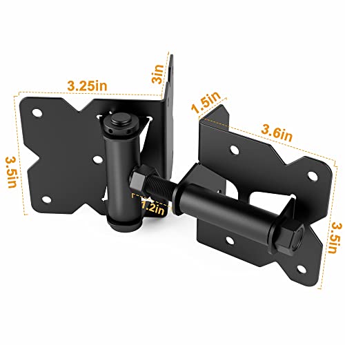 WINSOON 304 Stainless Steel Self Locking Gate Latch and Gate Hinges 2 Sets | Heavy Duty Fence Gate Hardware Kit, for Vinyl Fence Gate and Wooden Fences Gate, Adjustable Tension, Automatic, Rust Proof