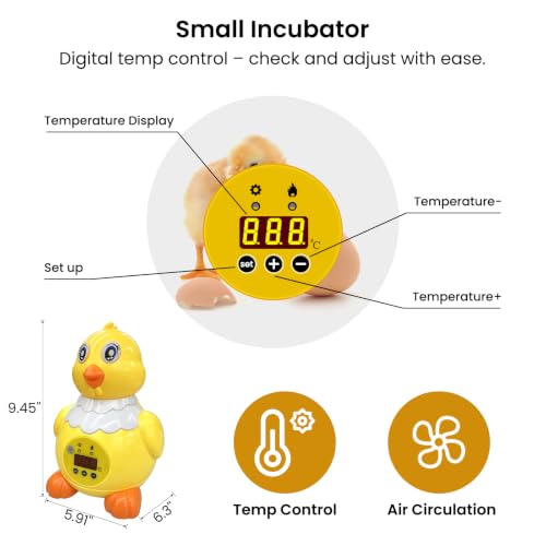 Egg incubators for hatching eggs, Small Incubator with Adjustable Temperature, Airflow & Clear Window, 6 Eggs Hatcher for Chicken Duck Quail Pigeon, Perfect for Home Classroom Kids