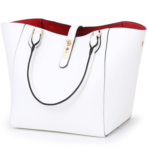 sqlp Large Work Tote Bag for Women Big Bucket Purses Designer Handbags - color: White
