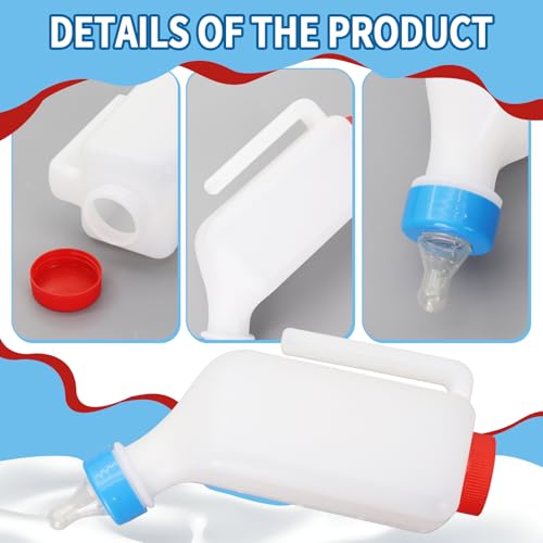 2PCS 800ml Lamb Feeding Bottle Goat Feeder Bottles Hang Upside Down Livestock Drinking Bottles for Goat Lamb Fawns Farm Livestock Supplie with Measurements