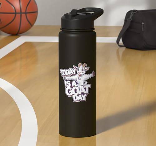 Childrens Today is a Goat Day Design | Kids Goat Stainless Steel Insulated Water Bottle - color: Black