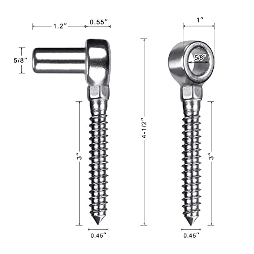 Insaga Cast 304 Stainless Steel Heavy Duty Gate Hinges, 2Pack Gate Hinges Heavy Duty, M12 Hook and Eye Hinges, Partial Thread Gate Bolt Hook, Wood Gate Hinge for Farm, Fence Gates - color: M12 Hook and Eye Hinge-2Pair