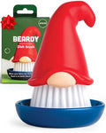 OTOTO Gnome Dish Brush with Handle - Cleaning Brush, Vegetable Brush, Dish Scrub, Gnome Handle, Unique Kitchen Gadgets, Funny Kitchen Tools, Useful Gifts for Women (Beardy Red) - style: Beardy
