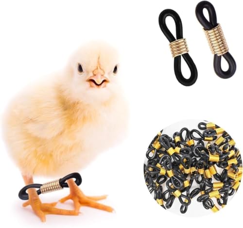 50 Pcs Black Baby Chick Splay Leg Hobble Chicken Leg Bands,Adjustable Chicken Hobble Braces for Spraddle Leg Repair Poultry Care Supplies,Bird Ducks Newly Hatched,Poultry Feeding and Watering Supplies