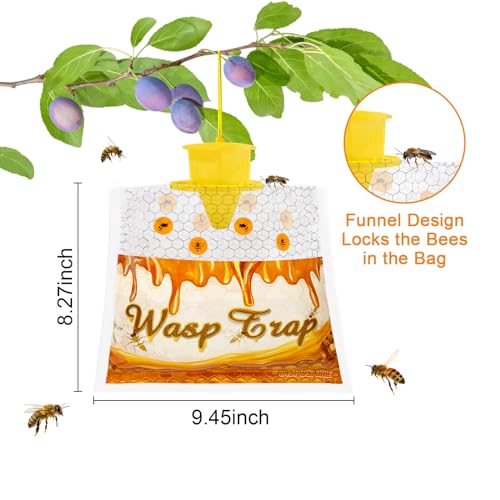 6 Pack Disposable Wasp Traps Outdoor Hanging Bags | Weatherproof Carpenter Bee Traps for Outside, Hornet & Yellow Jacket Trap, Wasp Catcher for Patio Garden Yard - size: 6 Pack