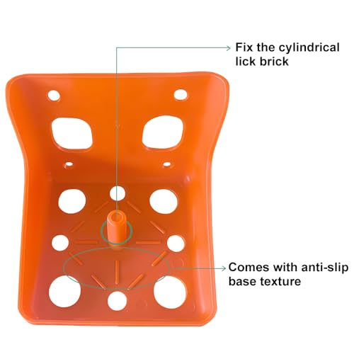 2 Pack Thick Salt Block Holder Mineral Brick Feeder Tray for Cattle Horse Goat Sheep (Small Size, Orange)