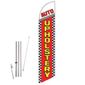 GLOBAL ADVERTISING SOLUTIONS Auto Repair Feather Flag Eye Catching Banner Sign for Business and Marketing Complete Set with 15 ft Pole Kit and Ground Spike (Auto Upholstery) - style: Auto Upholstery
