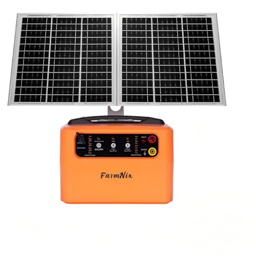 24H Solar Electric Fence Charger, 30 Miles Solar Fence Energizer | 6-12KV Adjustable Output, 1.5J Solar Charger, 15W Solar Powered Electric Fence Kit, for Farm, Livestock, Predator Protection