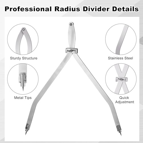 Dunzoom 1 Pcs 24 Inch Radius Divider Tool, Metal Compass Dividers | Replaceable Points Insulation Tools, Metalworking Drawing Woodworking Scribers, Normal Sheet Metal Fabrication Layout Divider