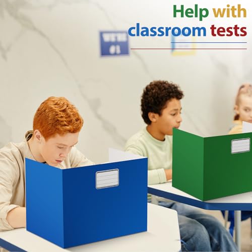 Sabary 24 Pack Desk Dividers for Students,Classic Solid,Colorful | Privacy Folders Testing Dividers with Labels, Standard School Privacy for Classroom Teacher Supplies - color: Colorful, style: Classic Solid