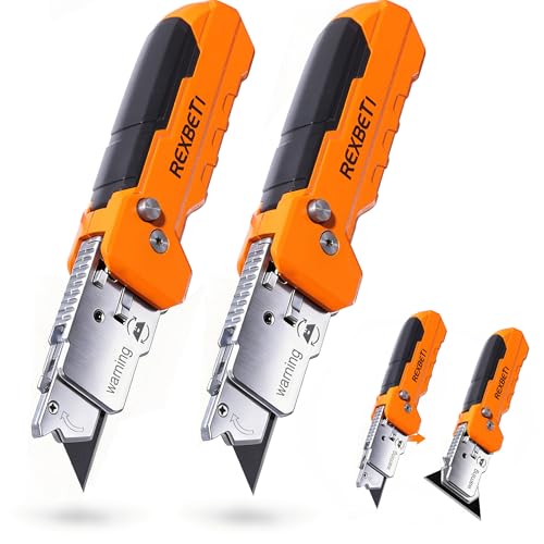 REXBETI 2-in-1 Utility Knife & Scraper, Zinc Alloy Body, Blade Storage