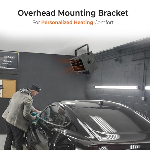 Comfort Zone Hard-Wired Ceiling Mount Garage Space Heater with Remote, 7,500 Watt, 240 Volt, Fan-Forced, Overheat Protection, Digital Thermostat, 12-Hour Timer, Ideal for Garage & Workshop, CZ230ERBK | Digital thermostat, 12-hour timer, and remote control