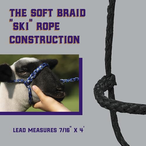 Weaver Livestock Poly Rope Sheep Halter, Modern Style Braid Sheep and Goat Rope Halter - color: Black