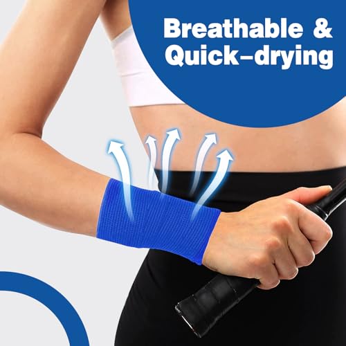 AZEN 16 Pack Self Adhesive Bandage Wrap Pink, 2" X 5 Yards Elastic Cohesive Bandage Wrap, Athletic Tape, Vet Wrap, Ankle Tape, Tattoo Grip Tape Wrap (Blue) - color: Blue, size: 2IN - 16Pack