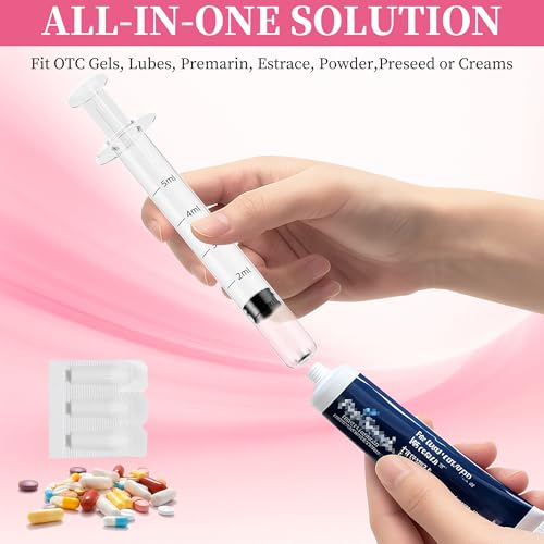 Disposable Vaginal Cream Applicators – 8ml Lube Injector Syringes with Smooth Tip, Dosage Markings, Fits Most Lubricants Creams Gels, Sterilized Individually Wrapped, Pack of 60