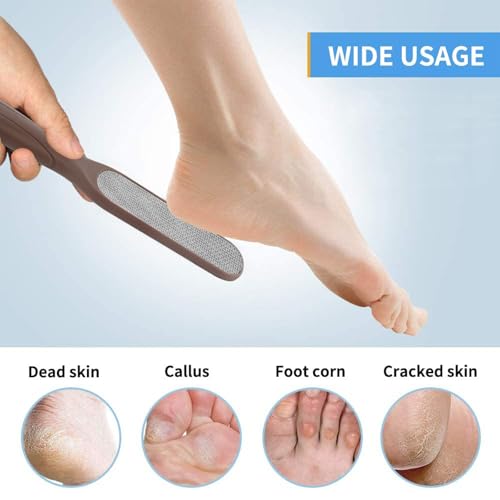 Fu Store 2 Pack Foot Files Callus Remover Foot Rasp Dual Sided Foot File | Stainless Steel Surface Pedicure Tools Professional Scrubber Premium for Feet Care Remove Hard Skin - color: Brown