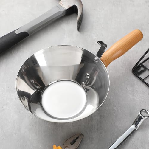 Galvanized Steel Bucket Scoop Wood Handle Strong Heavy Duty Rust Resistant Bucket Scoop for Construction Jobsite Landscaping Garden Stucco Tools for Outdoor Material Handling