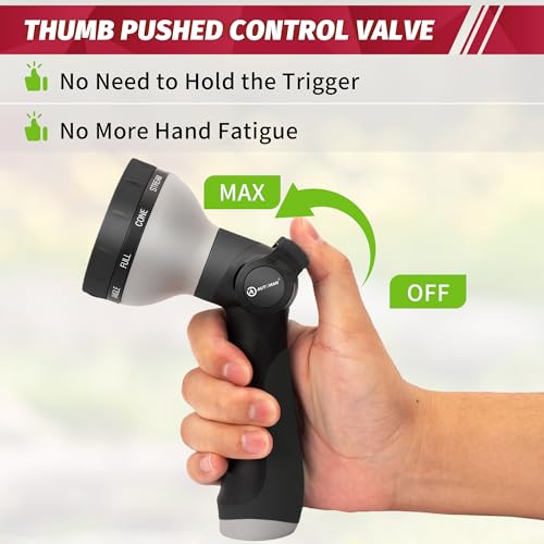 AUTOMAN Garden Hose Nozzle Sprayer - 10 Spray Patterns, 2 Pack Thumb Control Water Hose Nozzle Outdoor, Heavy Duty Spray Nozzles for Watering Garden, Cleaning Window, Washing Car, Showering Pets - color: Black