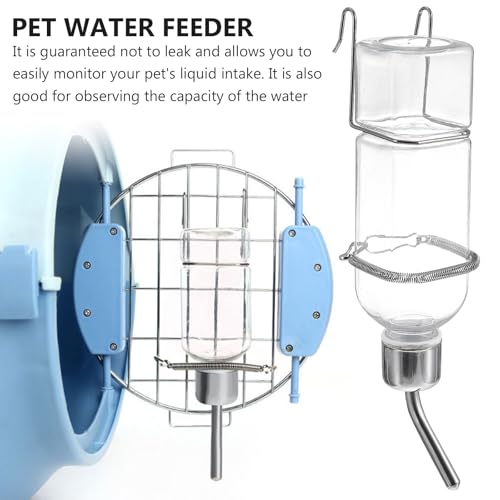FENICAL Pet Cage Water Bottle, 11.8OZ Hanging Pet Drink Dispenser, Plastic | 2pcs Small Animal Water Feeder Bottle, Auto Feeding Crate Water Jar Chew-Proof, No Mess, Leakproof for Guinea Pig Hamster - size: 23.00X5.50X5.20CM