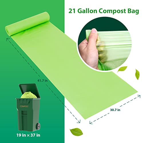 GreFusion Compostable Trash Bags 21 gallon,20 Count,Extra Thick 1.28 Mills,Fits13-25 gallon trash can, Extra Strong and thick,Compostable Lawn & Leaf Yard Waste bags,ASTM D6400,Bpi Certified - color: 21G-20Count