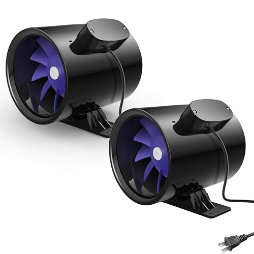 iPower Silent Inline Duct Ventilation Booster Fan 6 Inch 300 CFM Quiet Vent Exhaust Blower for Hydroponics Grow Tent Greenhouse Kitchen Bathroom, 2 Pack, Black - size: 6'' Fan 2-Pack