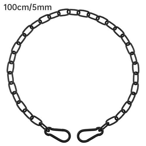 39 inch Gate Chain Lock with Both-Ended M8 Carabiners,Chain Dia 5 mm,Black | 304 Stainless steel, for outdoor fence gates,pet cages, easy to lock/unlock, extra security, for gate that wouldn’t stay shut - size: 39" x 13/64"